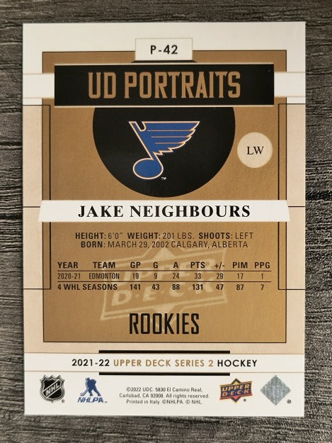 2021-22 Upper Deck Portraits #P42 Jake Neighbours