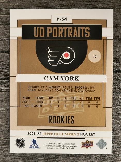 2021-22 Upper Deck Portraits #P54 Cam York