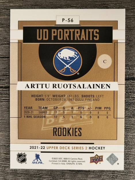2021-22 Upper Deck Portraits #P56 Arttu Ruotsalainen