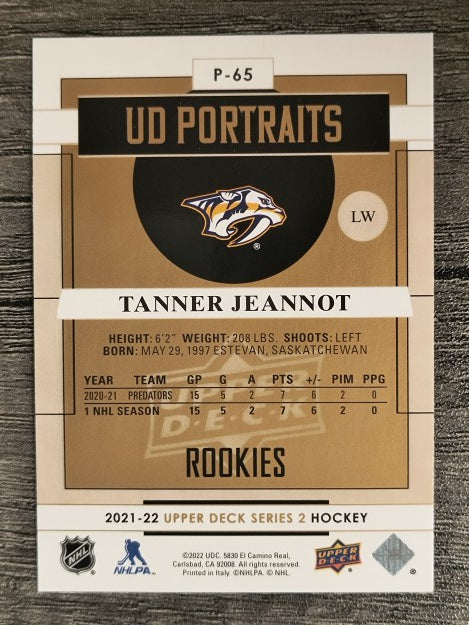 2021-22 Upper Deck Portraits #P65 Tanner Jeannot