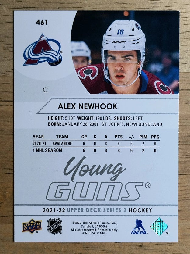 2021-22 Upper Deck #461 Alex Newhook YG RC