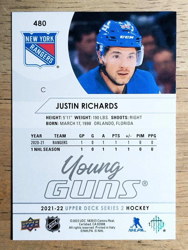 2021-22 Upper Deck #480 Justin Richards YG RC
