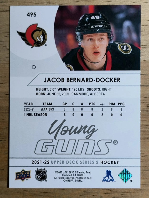2021-22 Upper Deck #495 Jacob Bernard-Docker YG RC