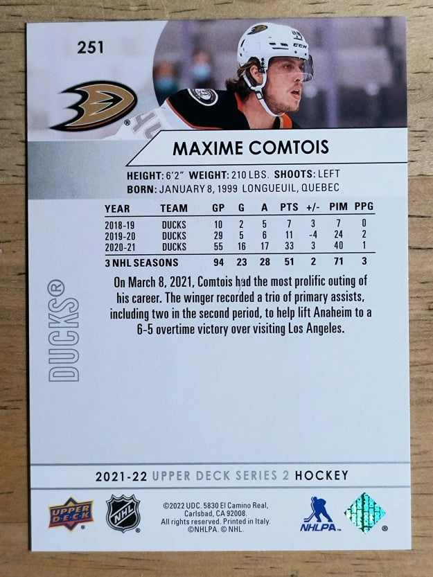 2021-22 Upper Deck #251 Maxime Comtois