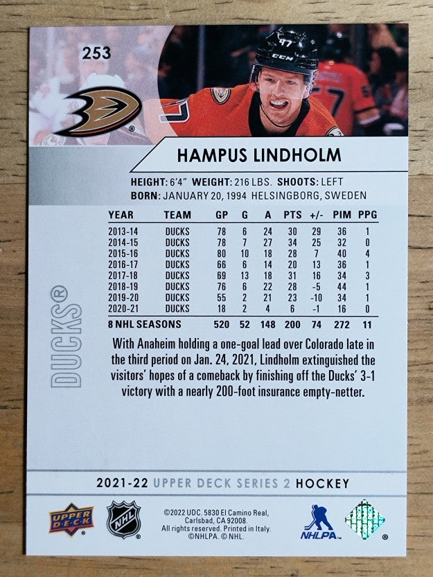 2021-22 Upper Deck #253 Hampus Lindholm