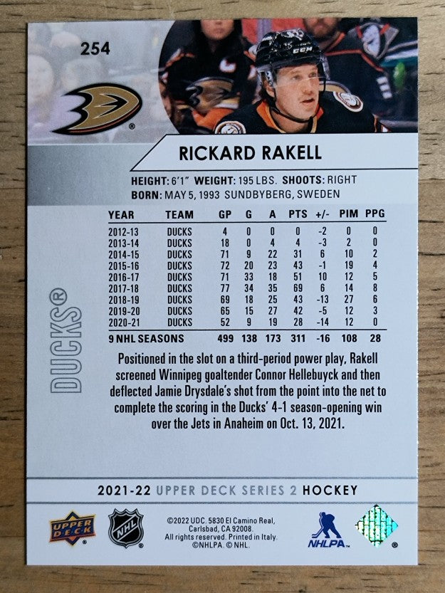 2021-22 Upper Deck #254 Rickard Rakell