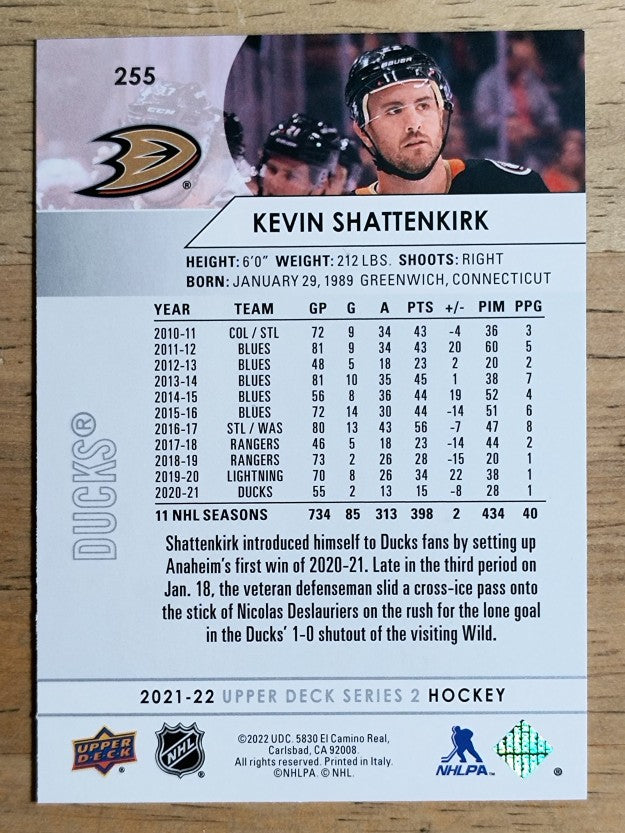 2021-22 Upper Deck #255 Kevin Shattenkirk