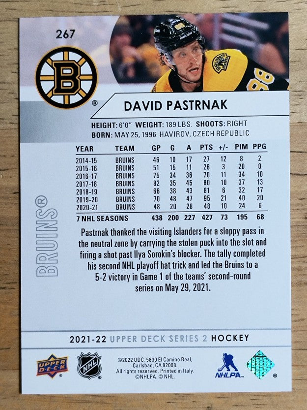 2021-22 Upper Deck #267 David Pastrnak