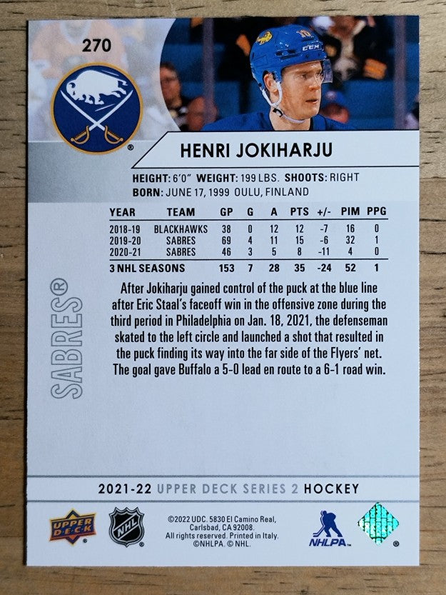 2021-22 Upper Deck #270 Henri Jokiharju