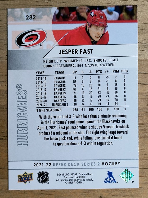 2021-22 Upper Deck #282 Jesper Fast