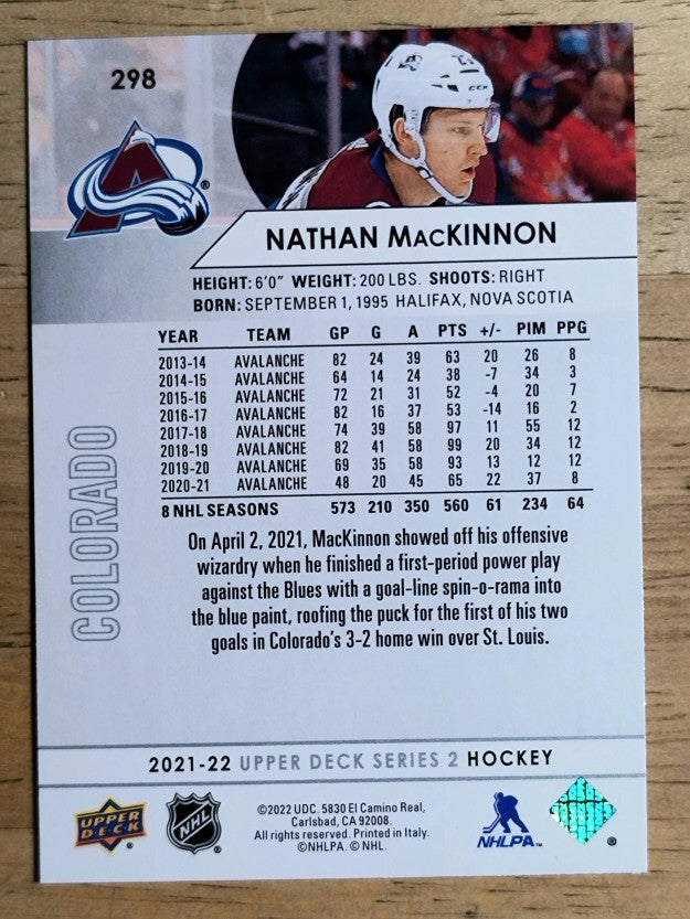 2021-22 Upper Deck #298 Nathan MacKinnon