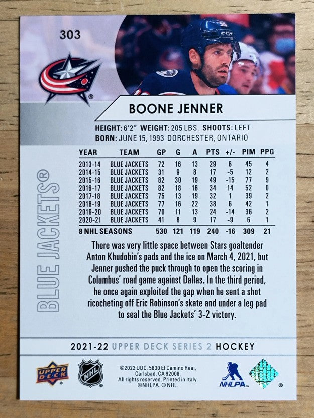 2021-22 Upper Deck #303 Boone Jenner