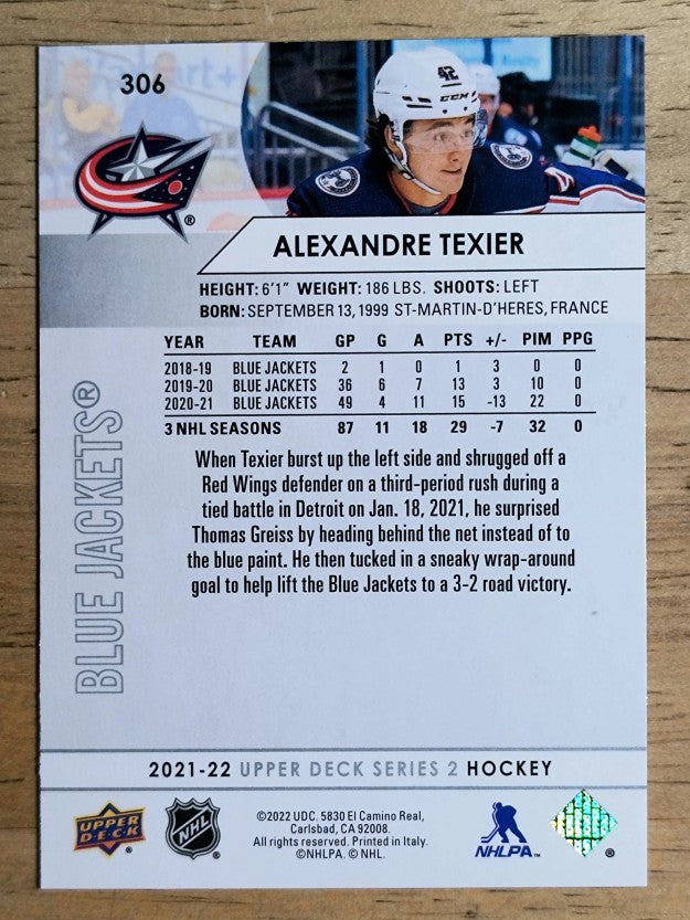 2021-22 Upper Deck #306 Alexandre Texier