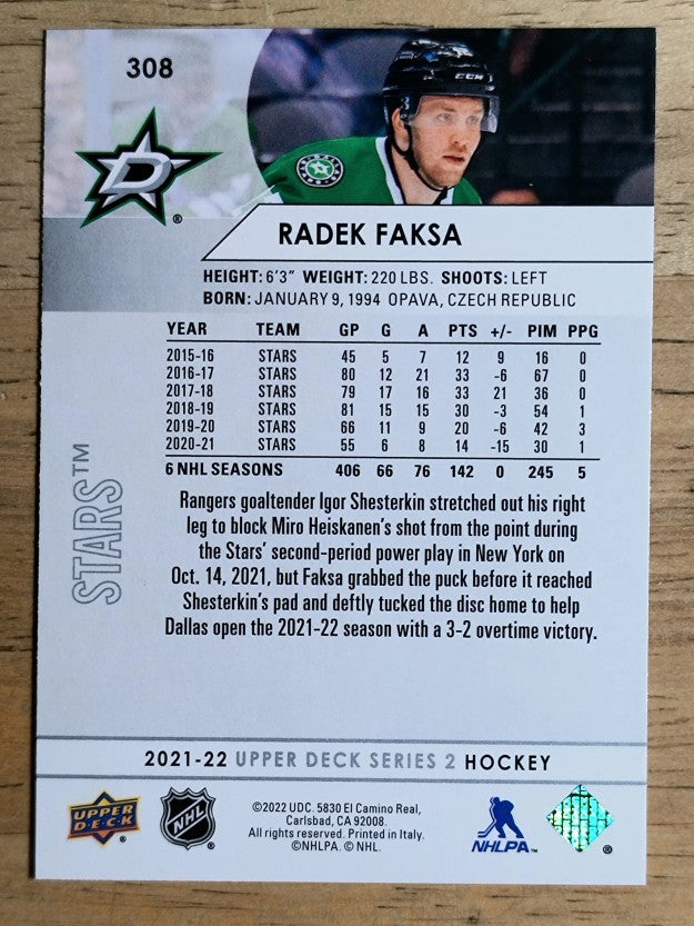 2021-22 Upper Deck #308 Radek Faksa