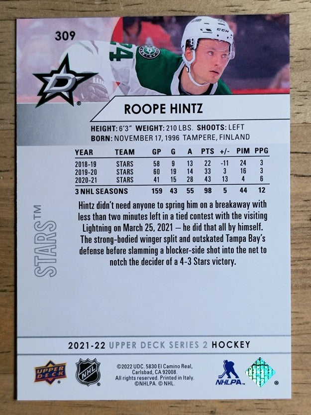 2021-22 Upper Deck #309 Roope Hintz