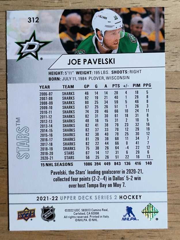 2021-22 Upper Deck #312 Joe Pavelski