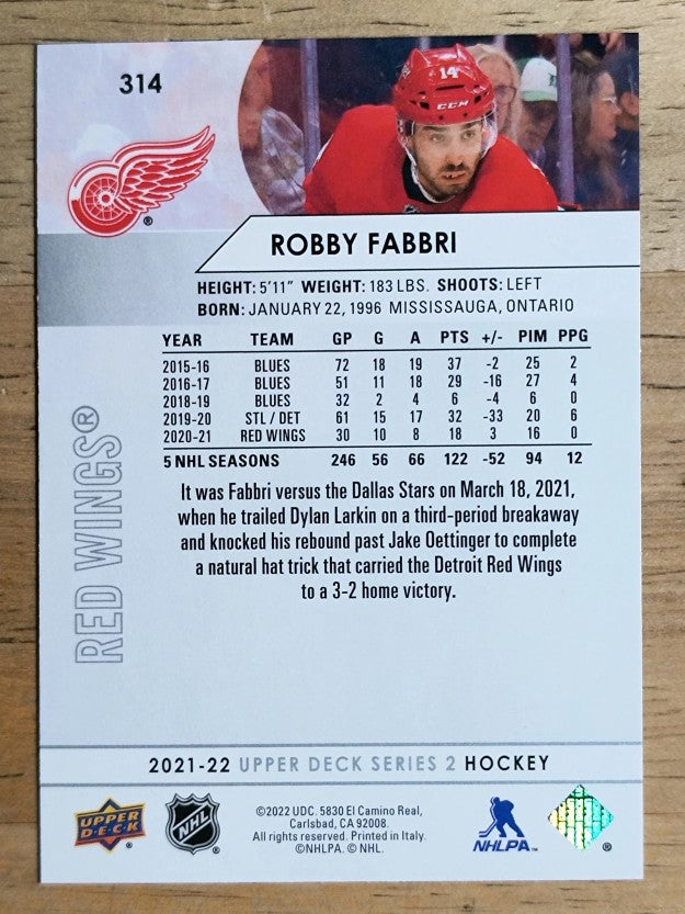 2021-22 Upper Deck #314 Robby Fabbri