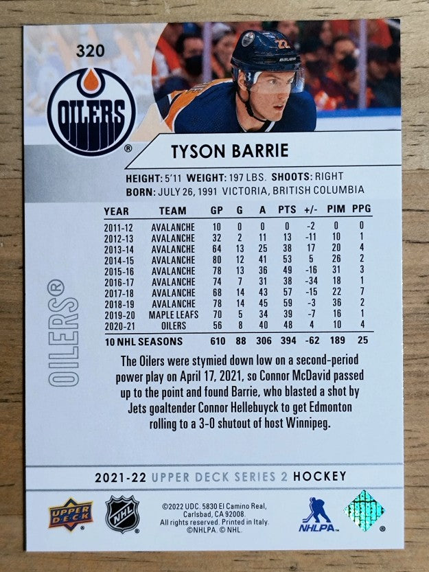 2021-22 Upper Deck #320 Tyson Barrie