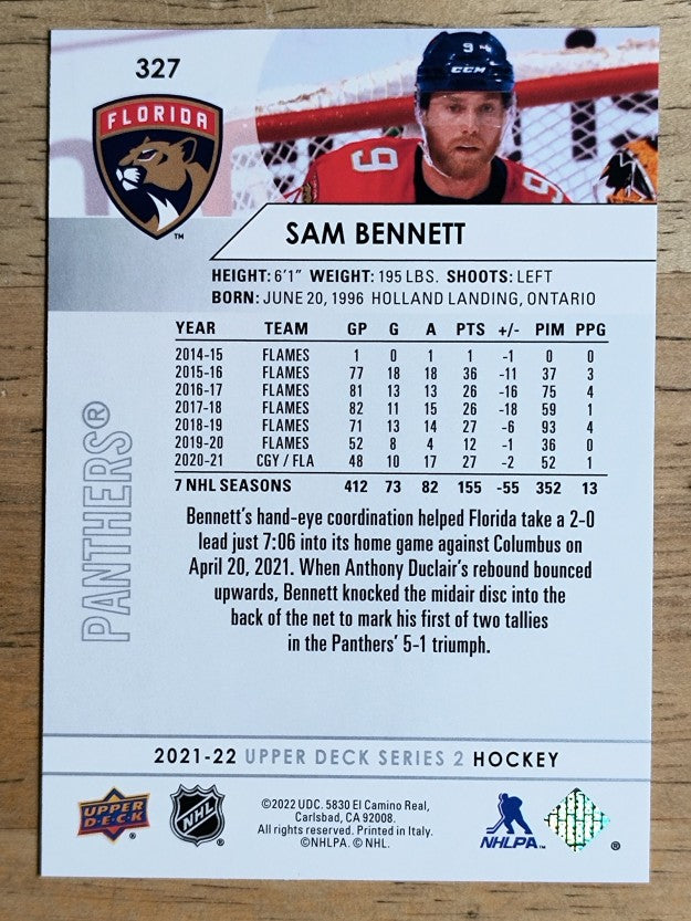 2021-22 Upper Deck #327 Sam Bennett