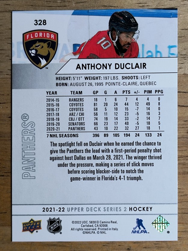 2021-22 Upper Deck #328 Anthony Duclair