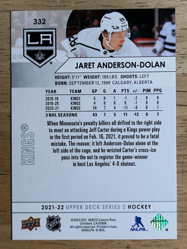 2021-22 Upper Deck #332 Jaret Anderson-Dolan