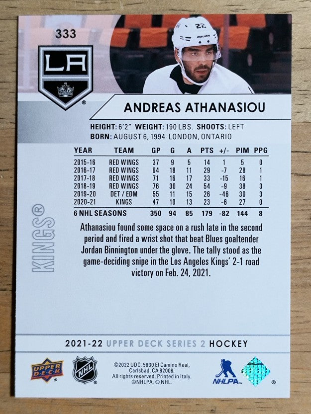 2021-22 Upper Deck #333 Andreas Athanasiou
