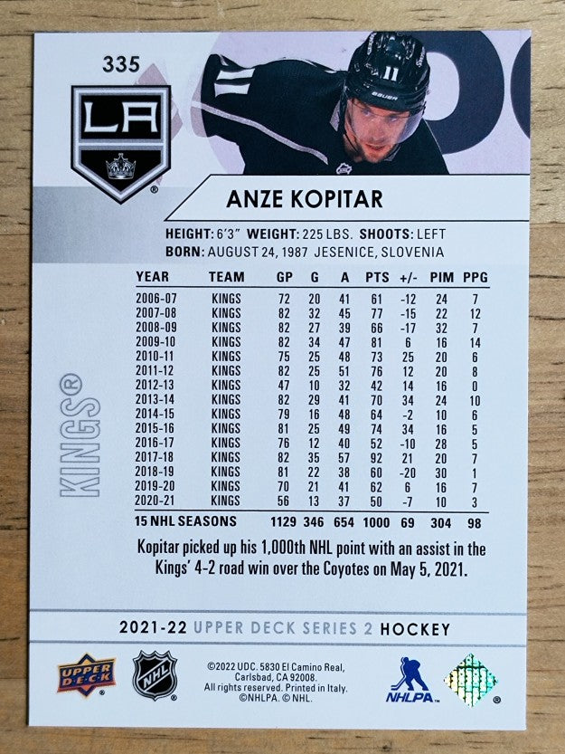 2021-22 Upper Deck #335 Anze Kopitar