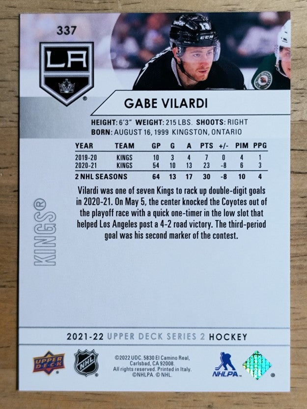 2021-22 Upper Deck #337 Gabe Vilardi