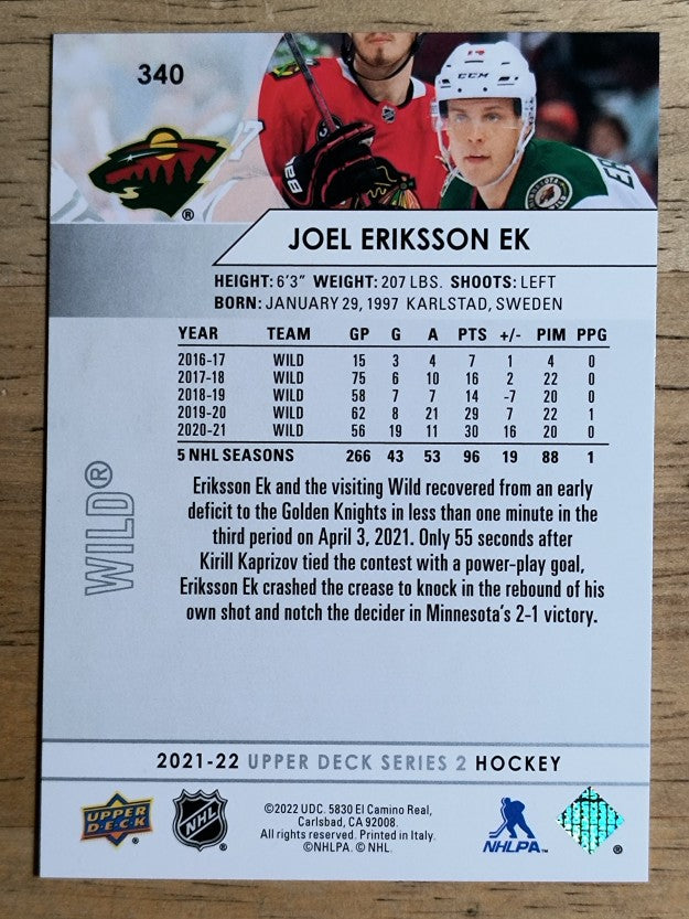2021-22 Upper Deck #340 Joel Eriksson Ek