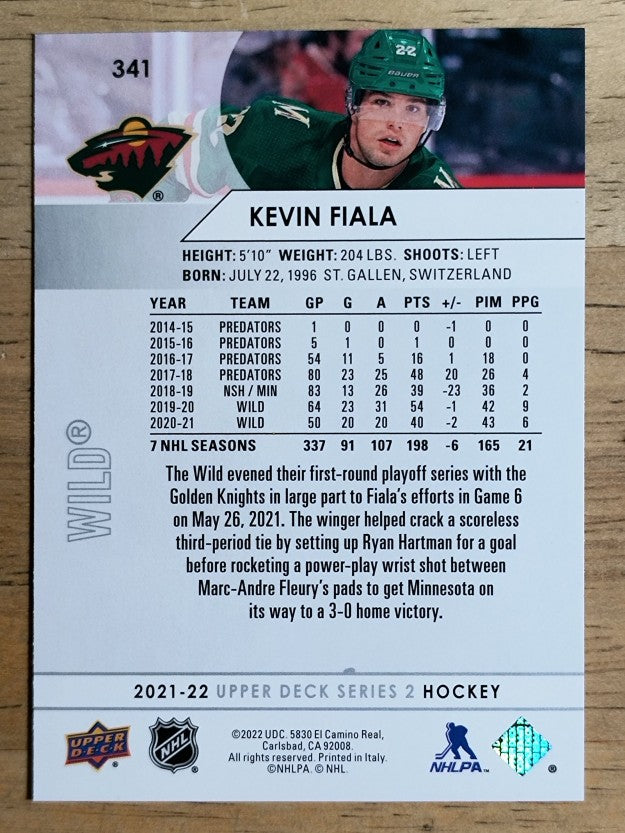 2021-22 Upper Deck #341 Kevin Fiala