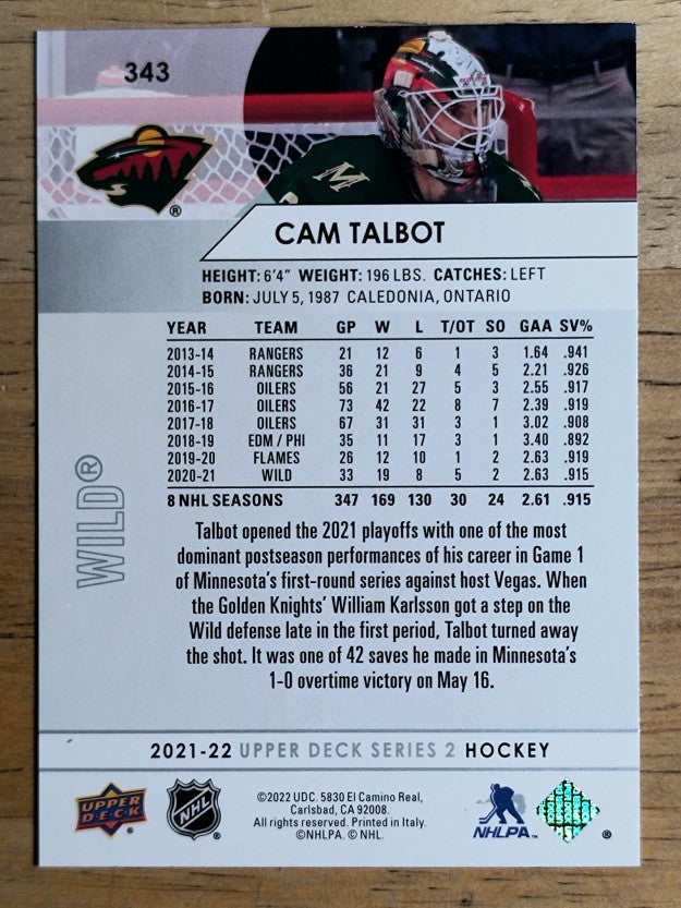 2021-22 Upper Deck #343 Cam Talbot