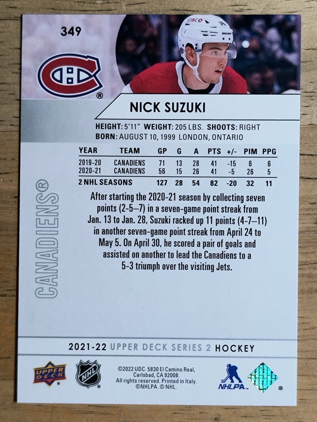 2021-22 Upper Deck #349 Nick Suzuki