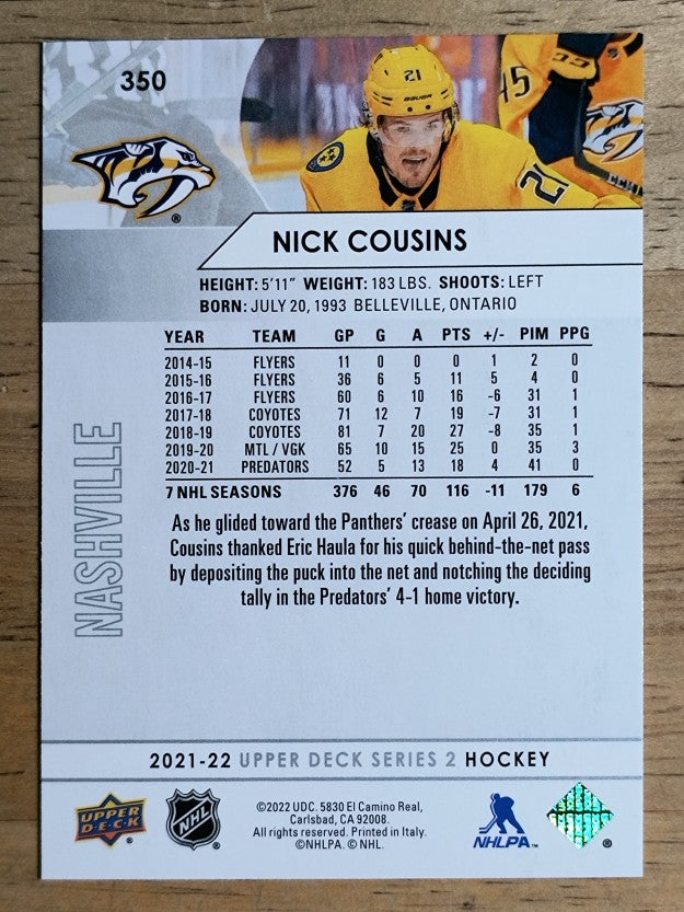 2021-22 Upper Deck #350 Nick Cousins