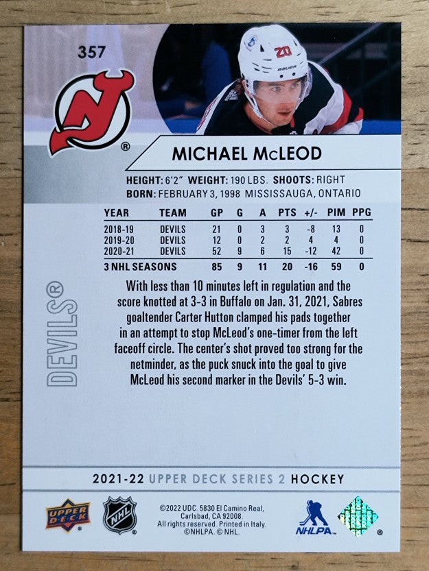 2021-22 Upper Deck #357 Michael McLeod