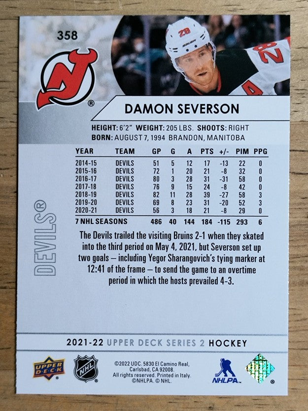 2021-22 Upper Deck #358 Damon Severson