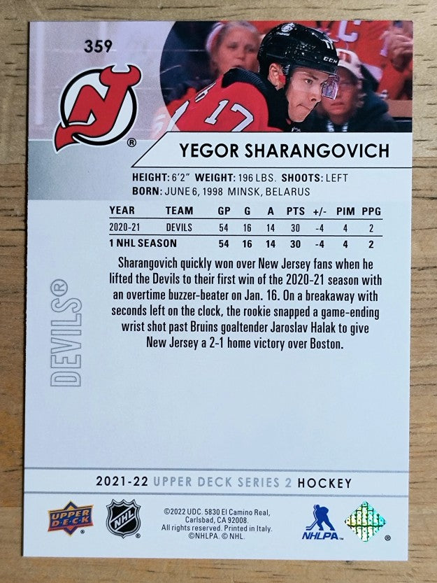 2021-22 Upper Deck #359 Yegor Sharangovich