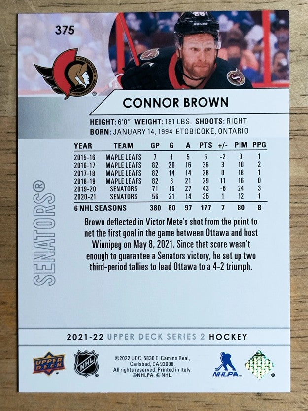 2021-22 Upper Deck #375 Connor Brown