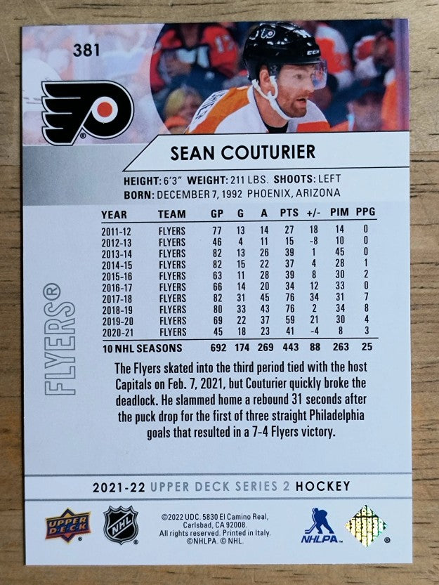 2021-22 Upper Deck #381 Sean Couturier