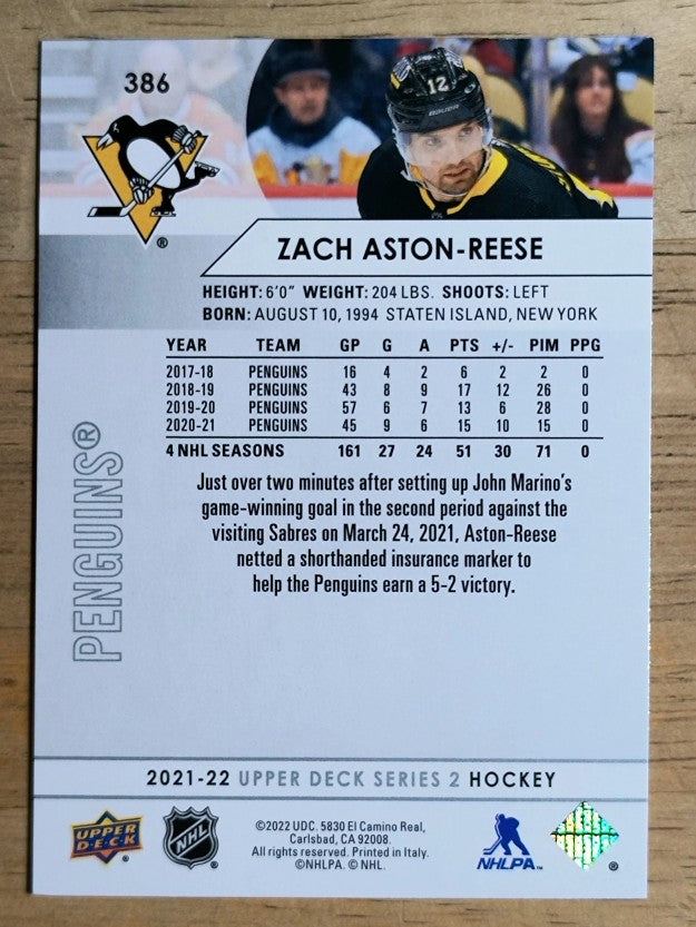 2021-22 Upper Deck #386 Zach Aston-Reese