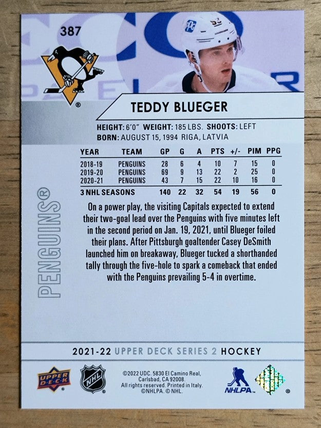 2021-22 Upper Deck #387 Teddy Blueger