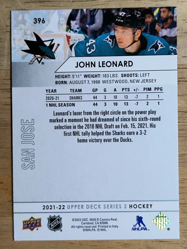 2021-22 Upper Deck #396 John Leonard