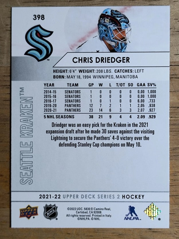 2021-22 Upper Deck #398 Chris Driedger