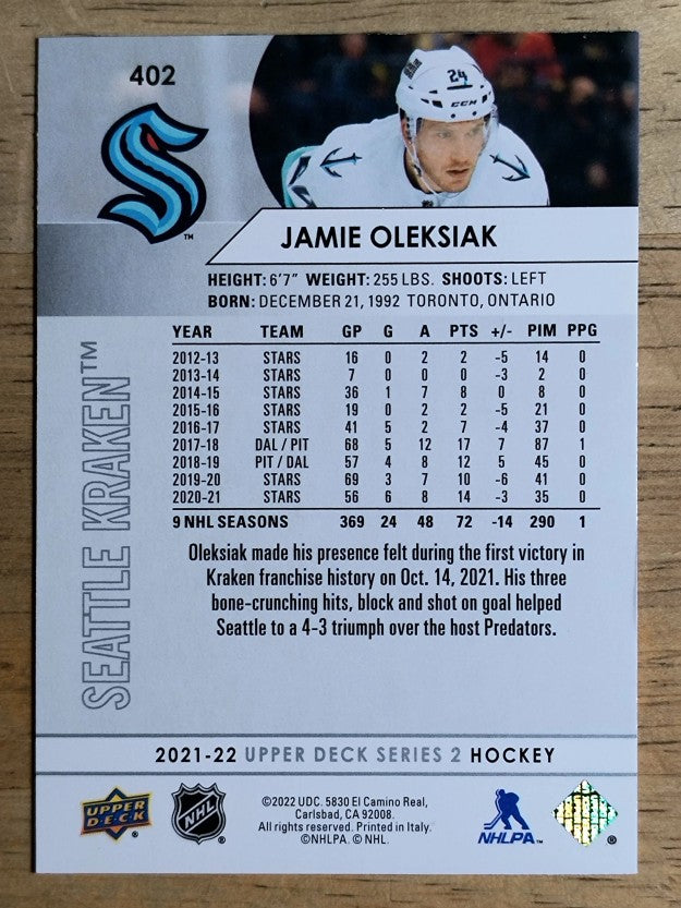 2021-22 Upper Deck #402 Jamie Oleksiak