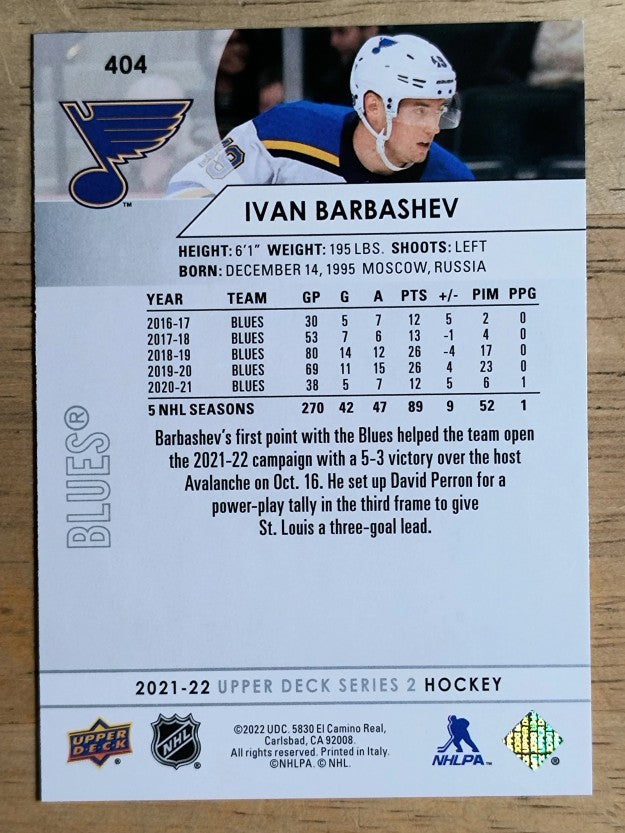2021-22 Upper Deck #404 Ivan Barbashev