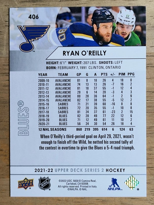 2021-22 Upper Deck #406 Ryan O'Reilly