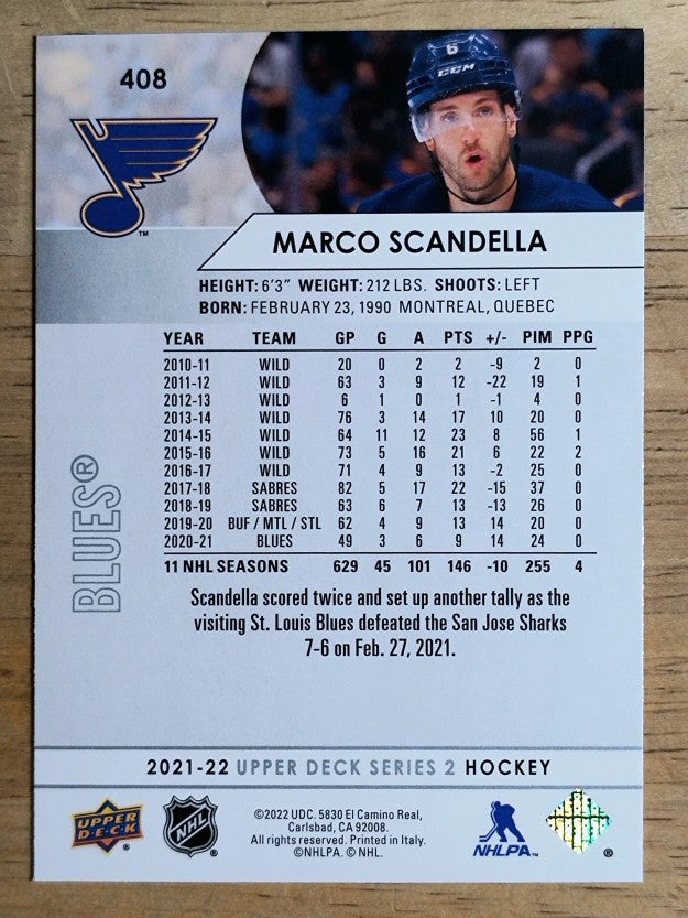 2021-22 Upper Deck #408 Marco Scandella
