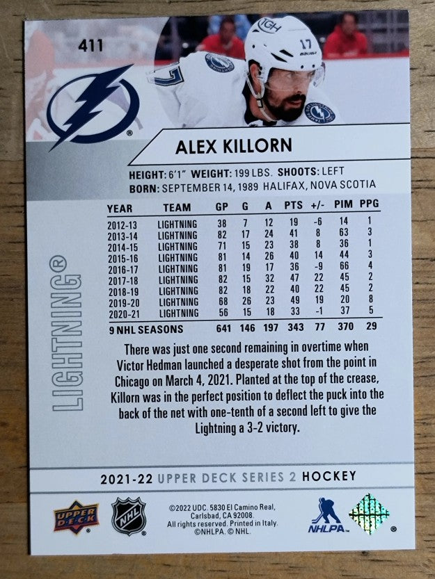 2021-22 Upper Deck #411 Alex Killorn