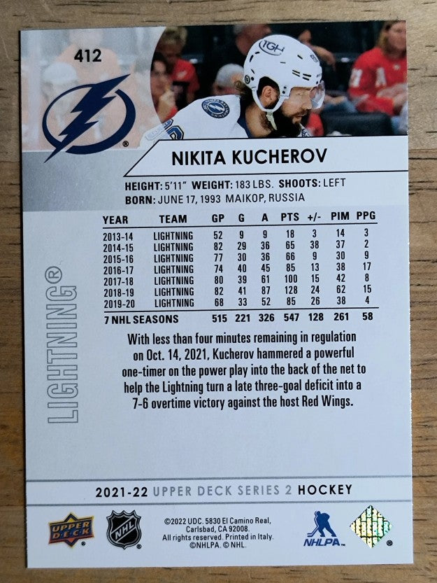 2021-22 Upper Deck #412 Nikita Kucherov
