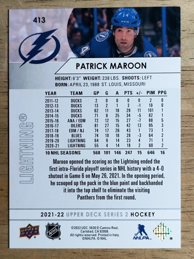 2021-22 Upper Deck #413 Patrick Maroon