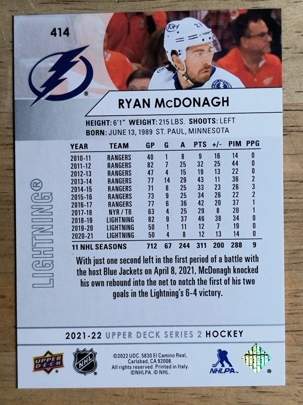 2021-22 Upper Deck #414 Ryan McDonagh